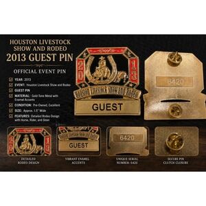 2013 Houston Livestock Show and Rodeo HLSR Guest Pin Gold Tone Enamel 6420